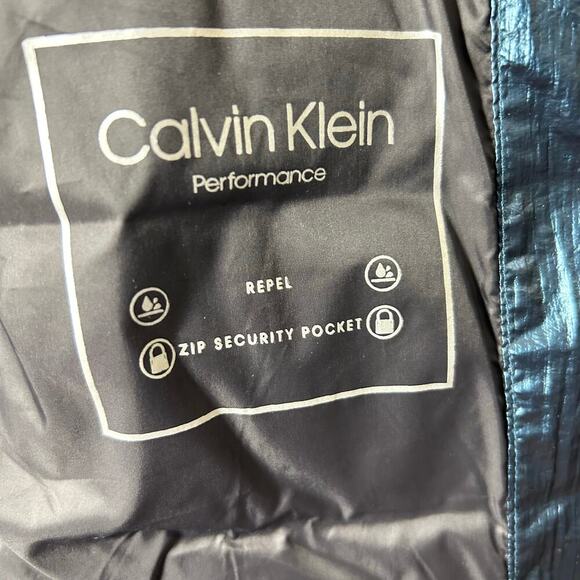 Calvin Klein Vest Womens L Blue Metallic Funnel Neck Puffer Repellent Full Zip - Picture 9 of 11
